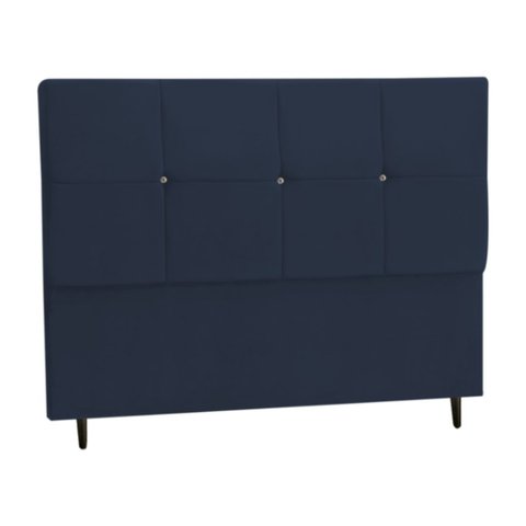 Cabeceira Estofada Box Solteiro Encosto para Cama Hylux 94x126 Azul Marinho