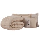 Ver imagem 1 de Kit Cobre Leito Colcha Queen Button 200 Fios Bordado 7 Peças - Avelã