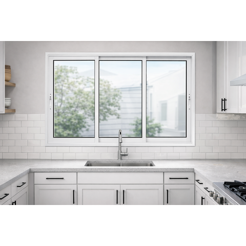 Janela de Correr 3 Folhas Alumínio Branco 120x120 Linha 25 Jade