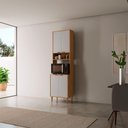 Ver imagem 1 de Armário Torre Quente Luisa 4 Portas 100% MDF 60cm Naturalle e Off White Moderna