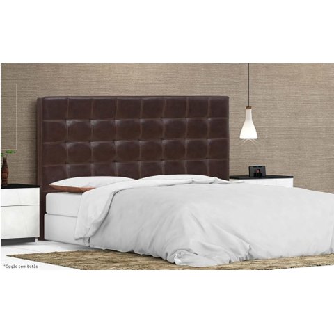 Cabeceira Estofada Cama Box Solteiro 0,90 Domus para Quarto Corino Marrom - Larbelle