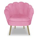 Ver imagem 3 de Kit 2 Poltronas Pétala Luxo com Pés Dourado para Lash Designer Veludo Rosa Bz Home Decor