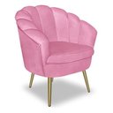Ver imagem 2 de Kit 2 Poltronas Pétala Luxo com Pés Dourado para Lash Designer Veludo Rosa Bz Home Decor