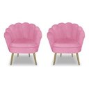 Ver imagem 1 de Kit 2 Poltronas Pétala Luxo com Pés Dourado para Lash Designer Veludo Rosa Bz Home Decor