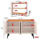 Ver imagem 7 de Kit Sala Jantar Aparador Buffet Kiev Armário Parede Amélia Suspenso Prateleiras - Off White/