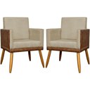 Ver imagem 1 de Kit 2 Poltronas Decorativas Lis Corino e Pé Palito 30cm - Nude Suede Corino