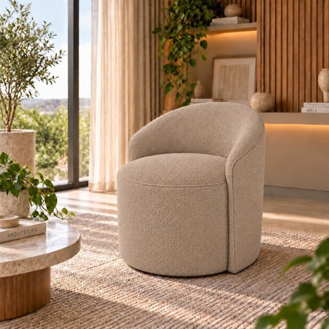 Poltrona Decorativa Yara Boucle Sala Estar Quarto Recepção Confortável