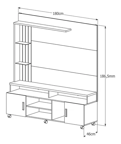 Estante Home Ocean Preto/Canela Para Tv Até 65 Polegadas -2 Portas e Nicho com Leds Carmolar - 4