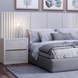 Cabeceira Painel Ripado King Off White Brilho 300cm - 2