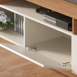 Home Theater 2 Portas Basculantes com Led Humaitá - Off White Matte / Freijó - 5
