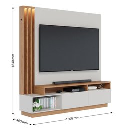 Home Theater 2 Portas Basculantes com Led Humaitá - Off White Matte / Freijó - 2