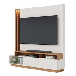 Home Theater 2 Portas Basculantes com Led Humaitá - Off White Matte / Freijó - 9
