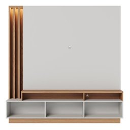 Home Theater 2 Portas Basculantes com Led Humaitá - Off White Matte / Freijó - 3