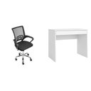 Ver imagem 2 de Conjunto 2 Peças com Escrivaninha 91cm Facility e Cadeira Escritorio Diretor Tela Mesh Tok 3310 Branco Preto