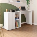 Ver imagem 1 de Mesa para Computador Amel Home 140cm Porta Ripada de Correr Mdp Branco G11 - Gran Belo