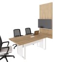 Ver imagem 4 de Mesa de Reunião Design Industrial 2,00 m com Caixa de Tomadas e Painel para TV F5 Office