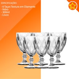Jogo de Taças 6 Vinhos Diamante Lívon - 3
