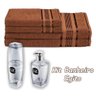 Kit Banheiro 2 Banhos 2 Rostos porta escova e Saboneteira Marrom+Cristal - 5