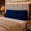 Ver imagem 2 de Almofada Decorativa Cabeceira Bella Encosto Apoio de Lombar 160cm Queen Suede Azul Marinho - Monari