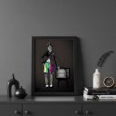 Ver imagem 1 de Quadro Decor Retrô Charlie Chaplin Tv 24x18cm Mold Preta