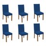 Kit 6 Cadeiras De Jantar Azul Marinho Base Madeira Azul - 1