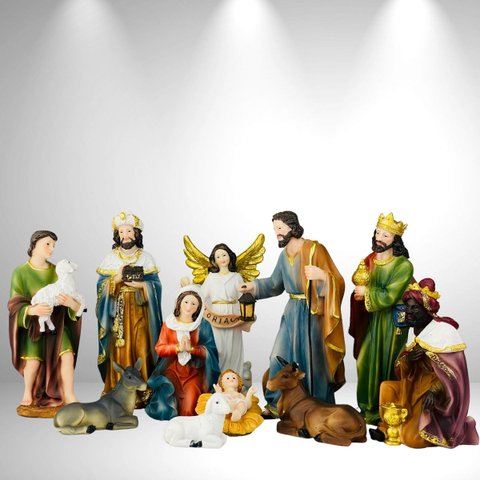 Presépio 11 Peças 20 Cm Resina Importado Natal Pecas
