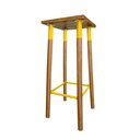 Ver imagem 5 de Kit 5 Banquetas Bistro Industrial Colors Ferro e Madeira Maciça - Amarela