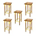 Ver imagem 1 de Kit 5 Banquetas Bistro Industrial Colors Ferro e Madeira Maciça - Amarela