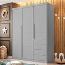 Ver imagem 3 de Guarda Roupa Infantil Pérola 3 Portas Giratórias 4 Gavetas MDF Cinza 165cm Phoenix Baby