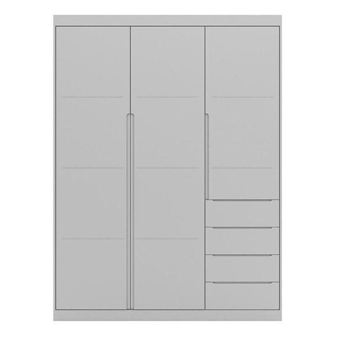 Guarda Roupa Infantil Pérola 3 Portas Giratórias 4 Gavetas MDF Cinza 165cm Phoenix Baby