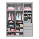 Ver imagem 4 de Guarda Roupa Infantil Pérola 3 Portas Giratórias 4 Gavetas MDF Cinza 165cm Phoenix Baby
