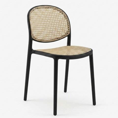 Cadeira para Mesa de Jantar Maya Plástico Pp Preto/palha - Sallar Home