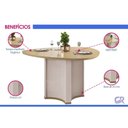 Ver imagem 5 de Conjunto: Mesa Sala Jantar Chanel C/ Tampo Madeirado C/ Vidro Orgânico 136x136cm e 6 Cadeiras Sofia