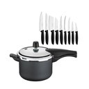 Ver imagem 1 de Kit - Panela de Pressão 4,5l Vancouver Grafite + 1 Conjunto Facas 9pç - Tramontina