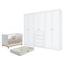 Ver imagem 1 de Berço Americano Mini Cama Q Encanto Slim Branco Acetinado - Qmovi e guarda Roupa Casal Americano 6 P