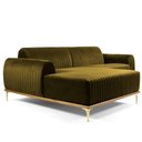 Ver imagem 1 de Sofá 3 Lugares com Chaise Base de Madeira 245 Cm Mostarda