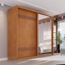 Ver imagem 1 de Guarda-Roupa Casal 2 Portas de Correr com Espelho 3 Gavetas MDF Pietro Laranja/Rubi