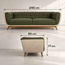 Ver imagem 7 de Sofá 3 Lugares 240cm Compose Verde Oliva em Linho com Corino Pés em Madeira Linha Premium Compose Lu