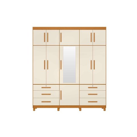 Roupeiro Triton Plus 11 Portas e 6 Gavetas - Cinamomo Off White - Albatroz