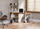 Ver imagem 2 de Mesa Escritório Desk com 3 Prateleiras Canela/branco