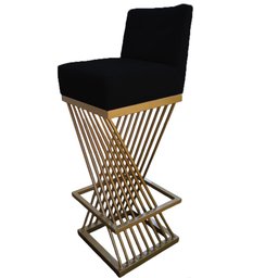 Kit 02 Banquetas Luma Base de Ferro Sued Preto - D'classe Decor - 4