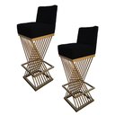 Ver imagem 1 de Kit 02 Banquetas Luma Base de Ferro Sued Preto - D'classe Decor