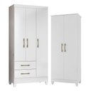 Ver imagem 1 de Guarda Roupa Infantil Lima e Armário Multiuso Jade Branco Brilho – Moval