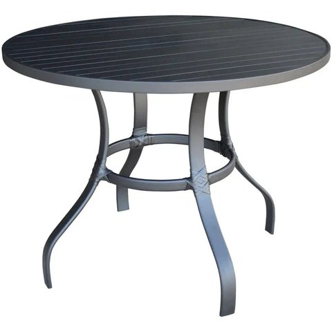 Mesa para Jardim com Tampo Ripado em Alumínio Preto