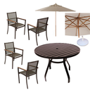 Ver imagem 1 de Jogo Conjunto de Mesa Aluminio 4 Cadeiras Marrom para Piscina Jardim