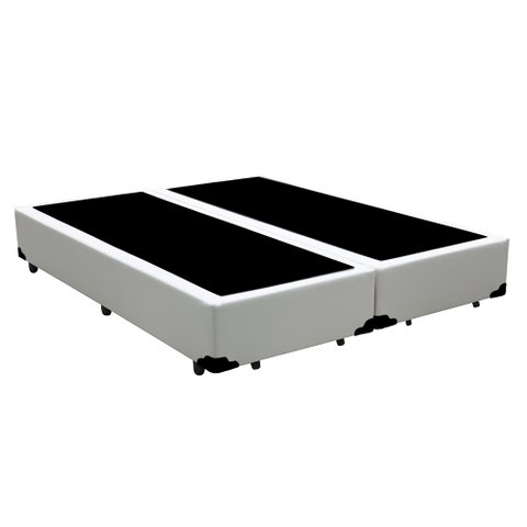 Base Box Casal Bipartido NK Camas Sintético Branco 40x138x188