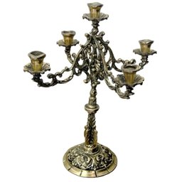 Candelabro Castiçal 5 Velas Menorah 36 Cm Bronze Decoração - 2