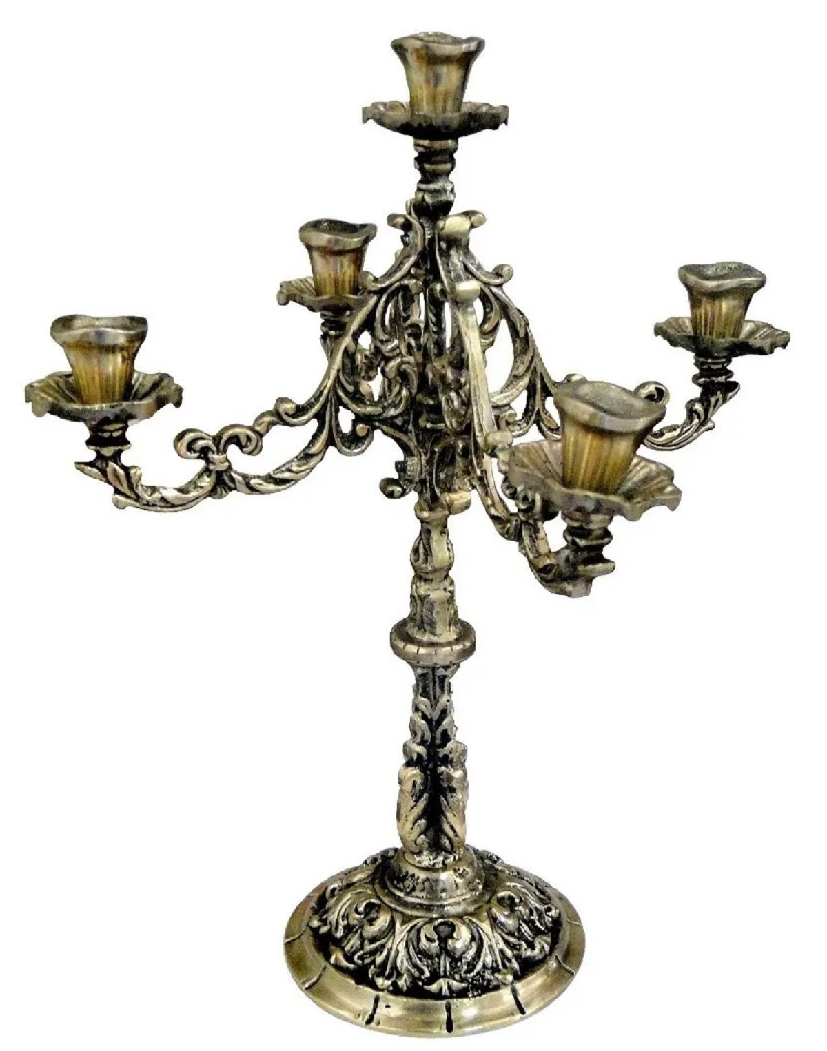 Candelabro Castiçal 5 Velas Menorah 36 Cm Bronze Decoração - 1