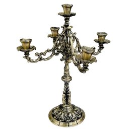 Candelabro Castiçal 5 Velas Menorah 36 Cm Bronze Decoração - 1
