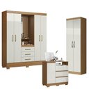 Ver imagem 1 de Guarda Roupa Solteiro Paris 2045150 com Armário Multiuso 2 Portas New 2000192 e Cômoda Sapateira 201